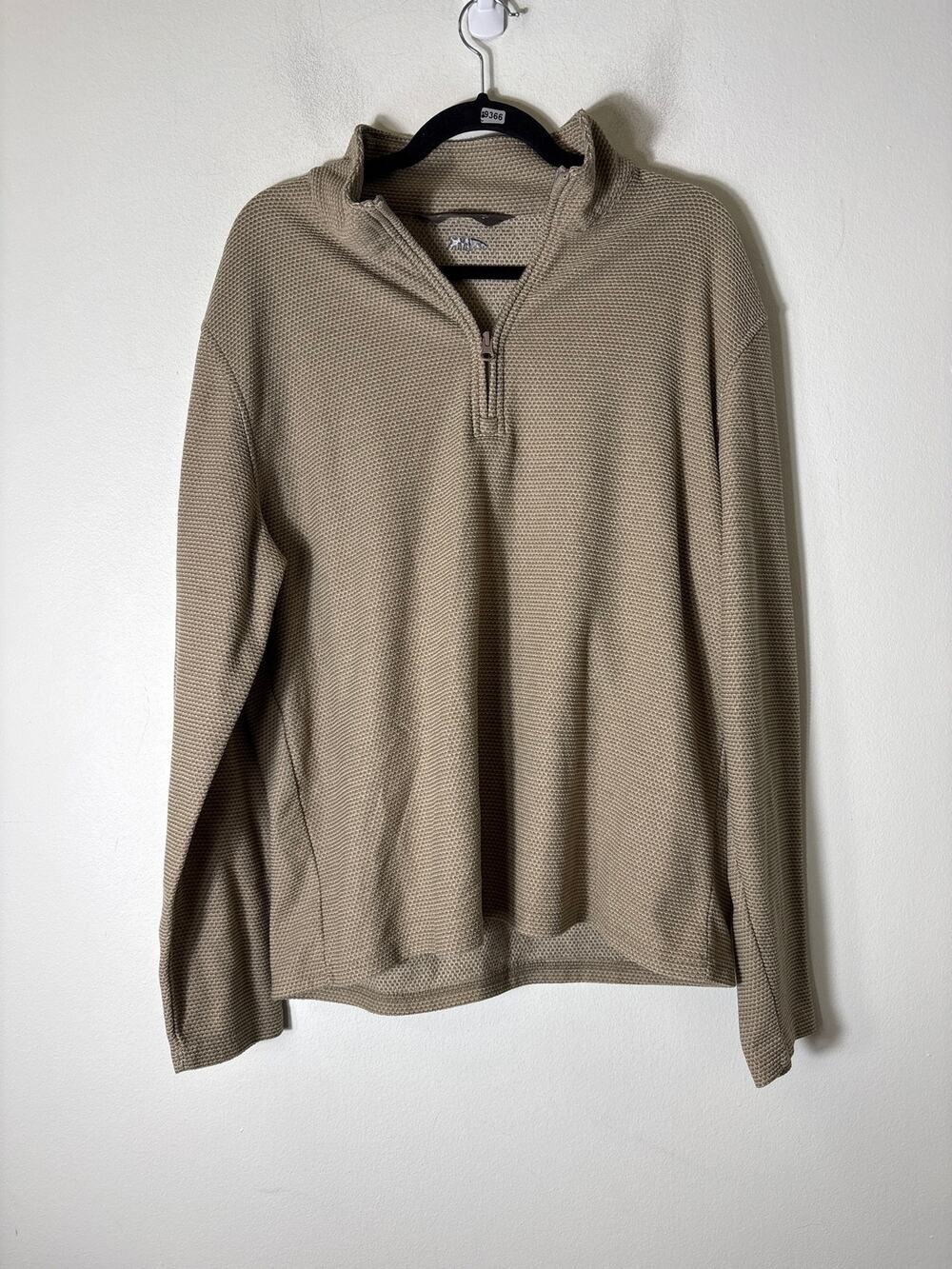 Mens Mountain Khakis Brown Textured 3/4 Pullover Sweater Fleece Sz L